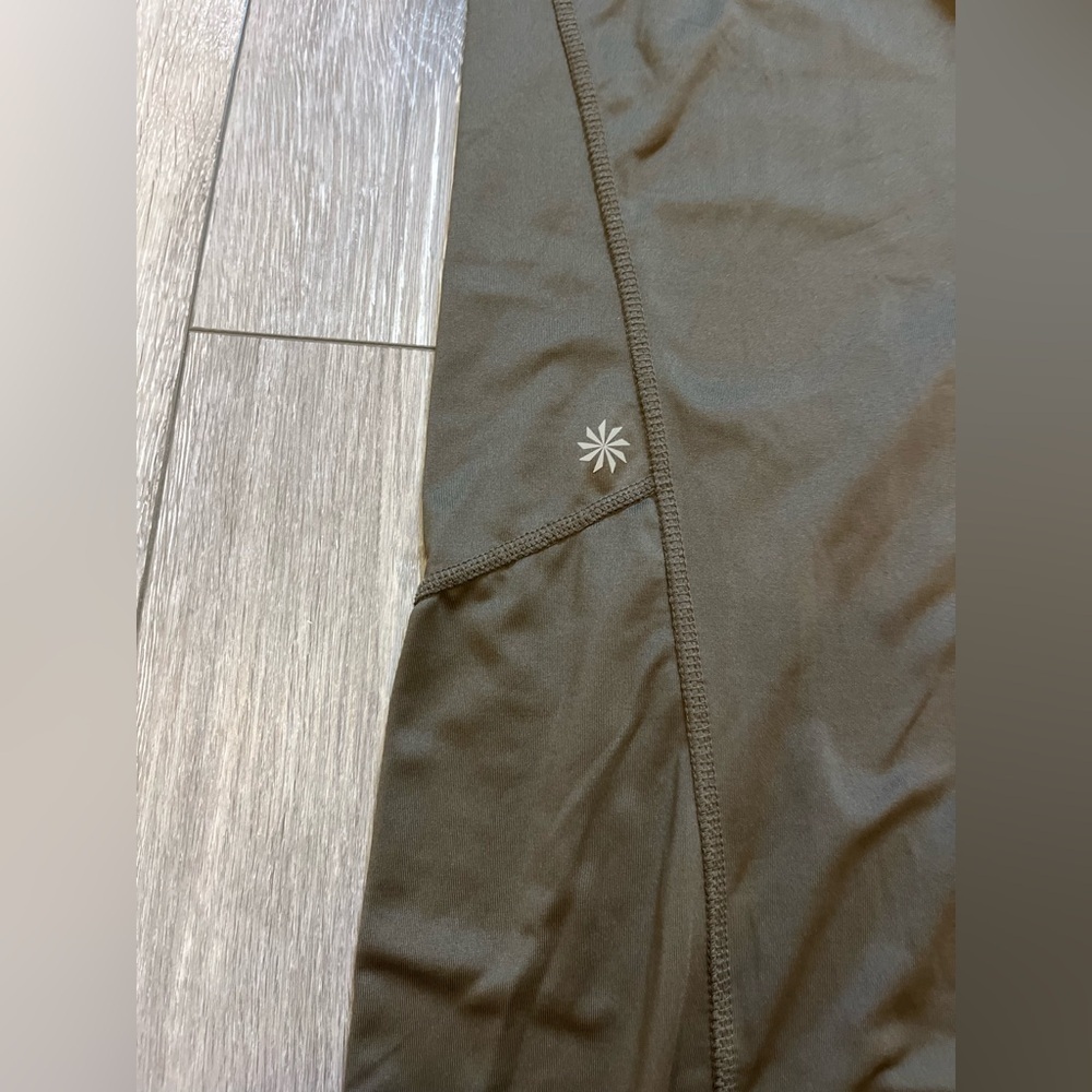 Athleta Olive Green Flare Light Fleece Lined Leggings Size XLT - Picture 2 of 8